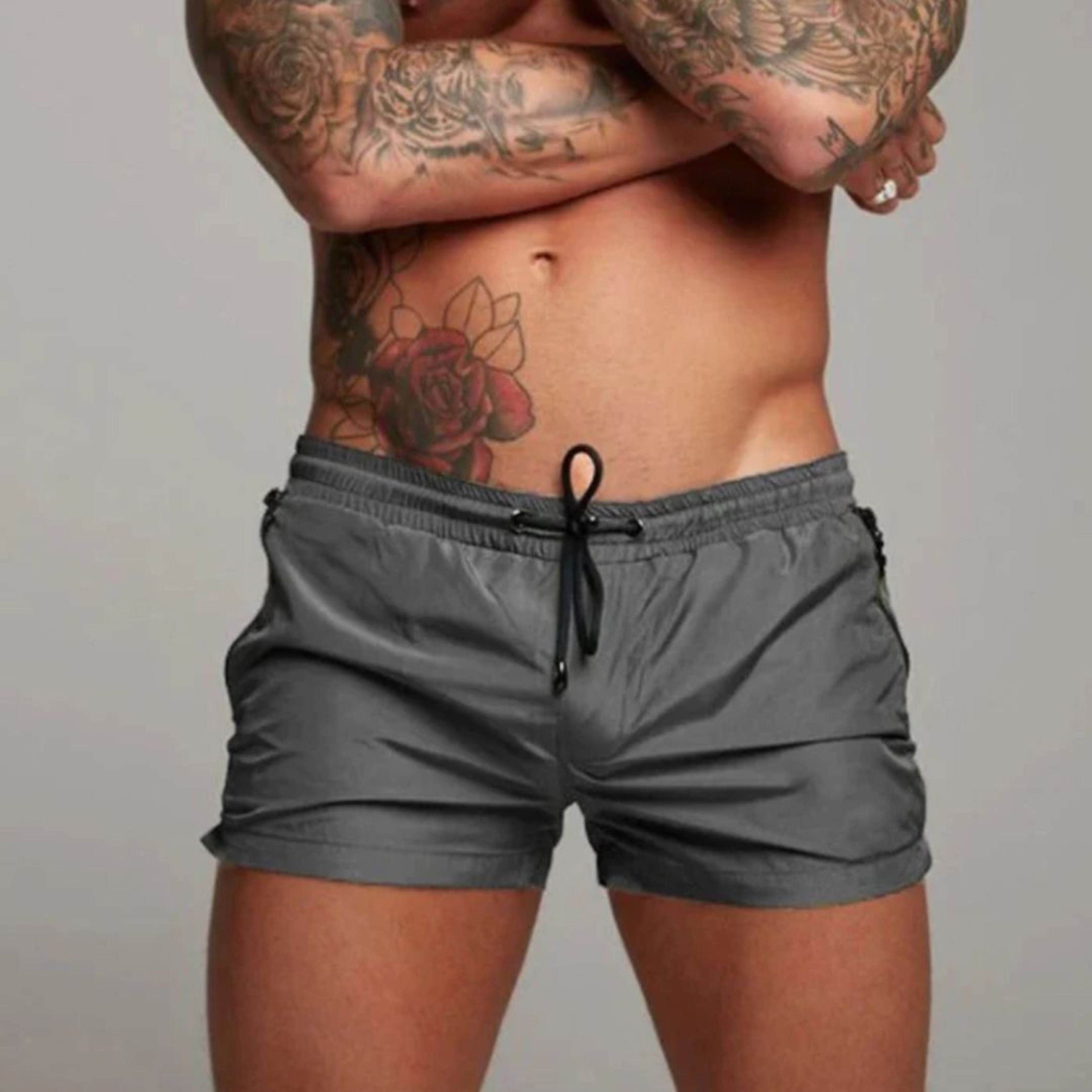 Swim Trunks - Elastic Waist - Drawstring - Swim Shorts - Men's Swimwear
