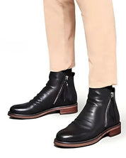 Leather Boots - Stylish - Zipper - Ankle Boots - Men's Boots