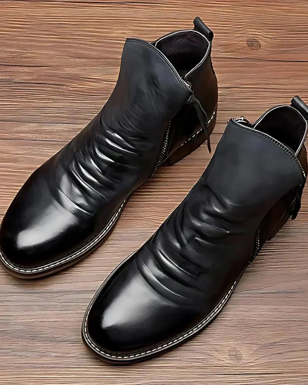 Leather Boots - Stylish - Zipper - Ankle Boots - Men's Boots
