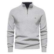 Half Zip Jumper - Cotton - Warm - Knitted Jumper - Men's Quarter Zip Sweater