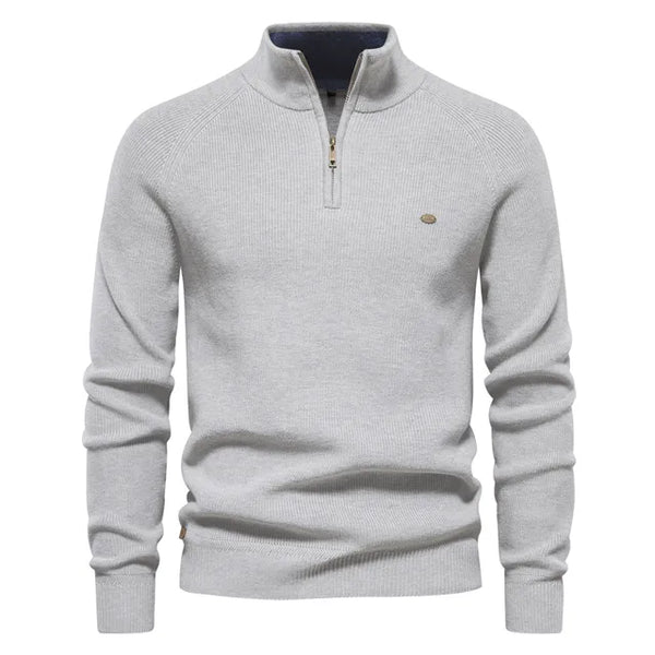 Half Zip Jumper - Cotton - Warm - Knitted Jumper - Men's Quarter Zip Sweater