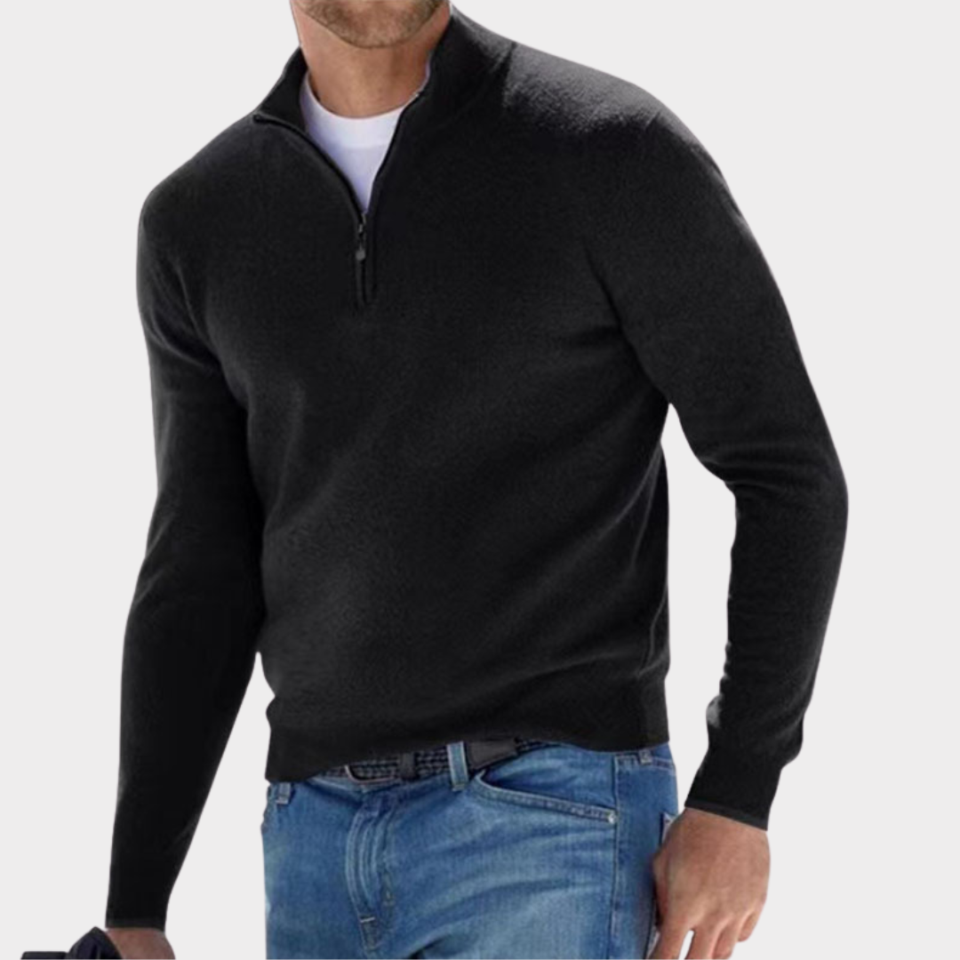 Quarter Zip Jumper - Long Sleeve - Half Zip - Polo Jumper - Men's Quarter Zip Sweaters