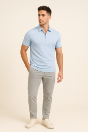Quarter-Zip Polo - Short Sleeve - Collared - Polo T-Shirt - Men's Shirt