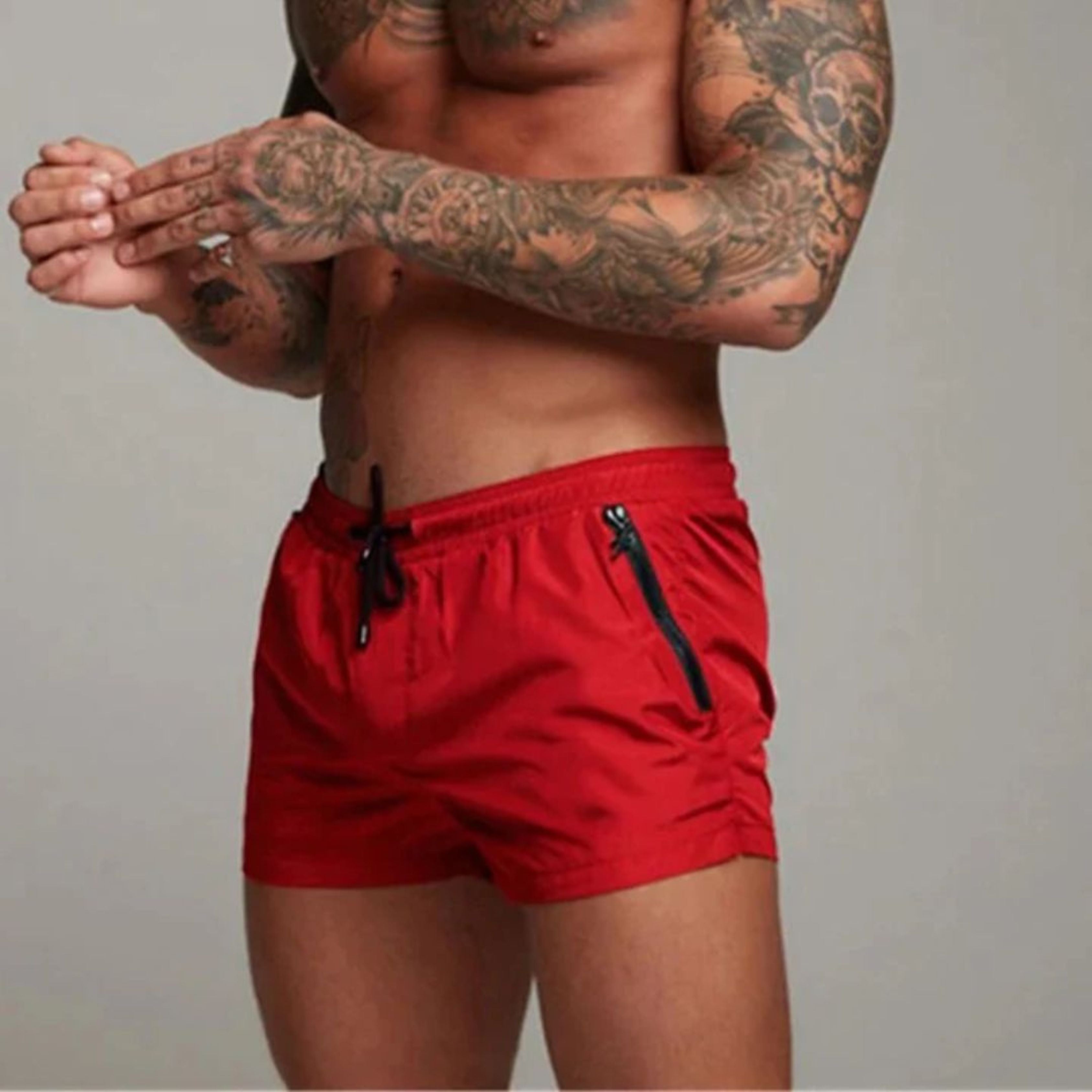 Swim Trunks - Elastic Waist - Drawstring - Swim Shorts - Men's Swimwear