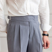Dress Pants - Adjustable - High Waisted - Pleated Trousers - Men's Trousers