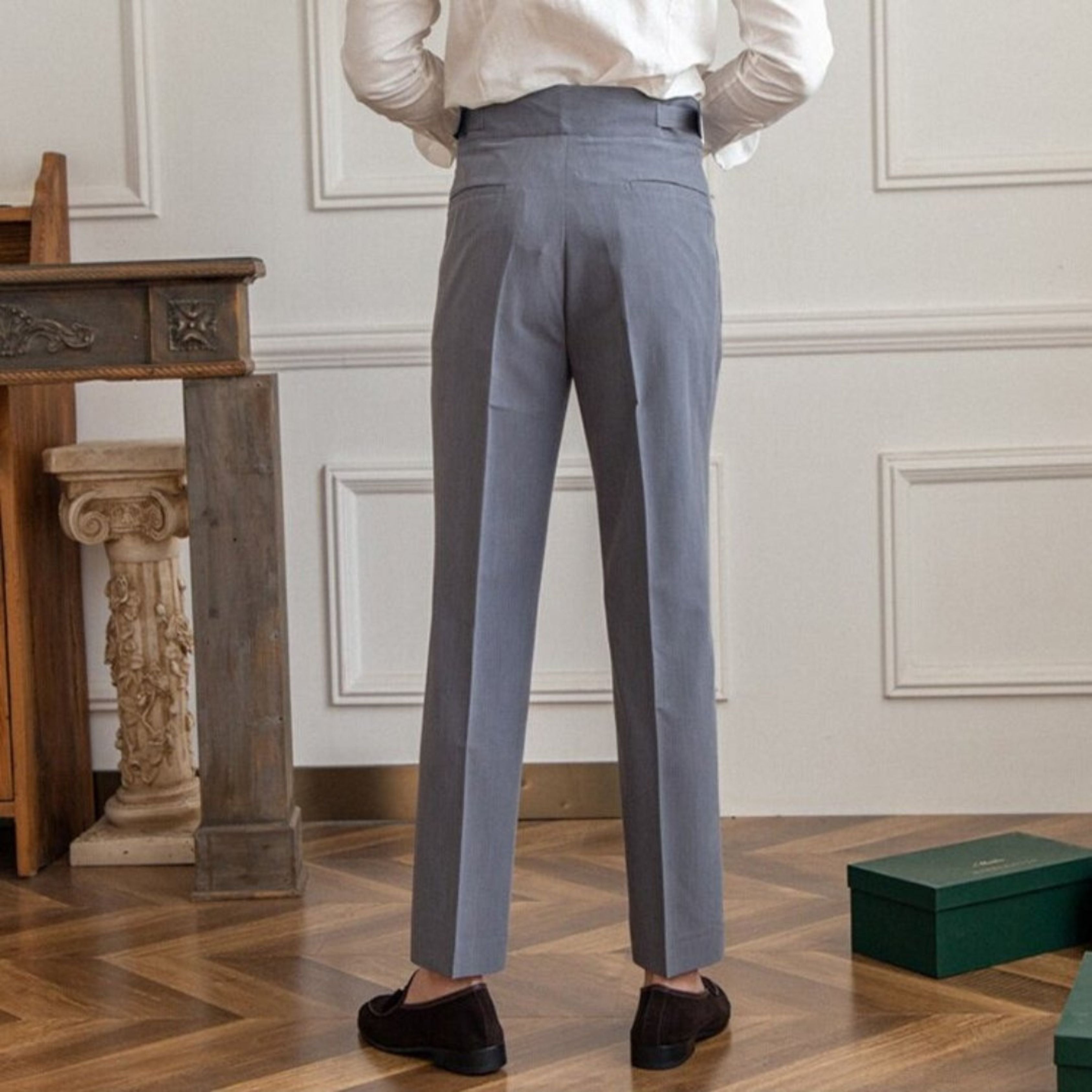 Dress Pants - Adjustable - High Waisted - Pleated Trousers - Men's Trousers