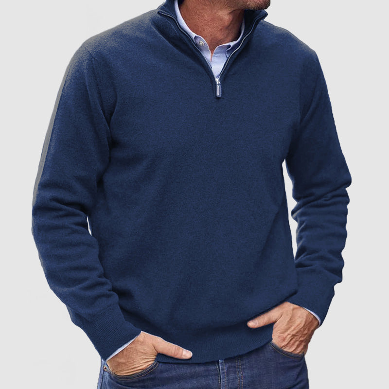 Quarter-Zip Jumper - Men's Casual Half-Zip Pullover Sweater