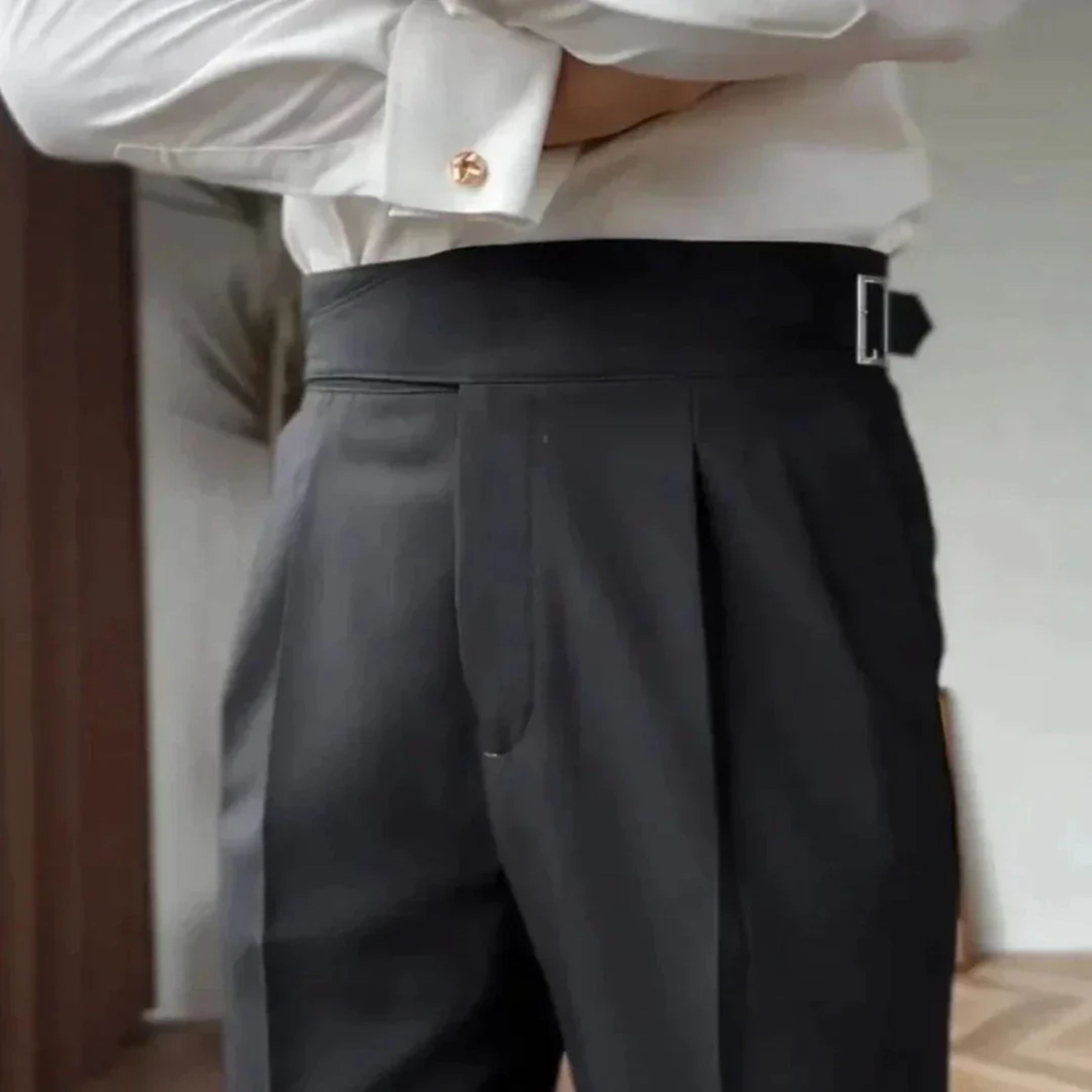 Dress Pants - Adjustable - High Waisted - Pleated Trousers - Men's Trousers