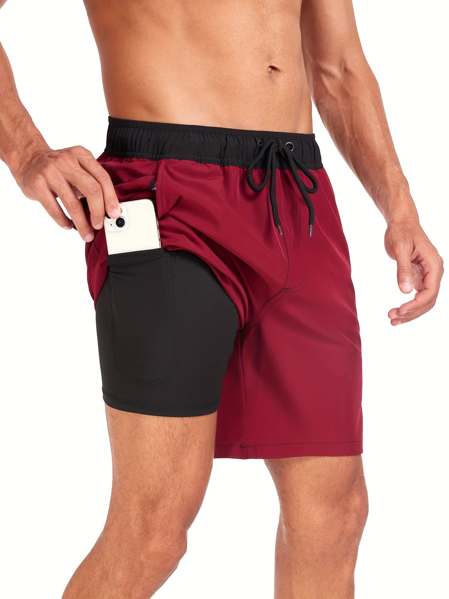 Swim Shorts - Men's Drawstring Quick Dry 2-in-1 Board Shorts