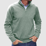 Quarter-Zip Jumper - Men's Casual Half-Zip Pullover Sweater