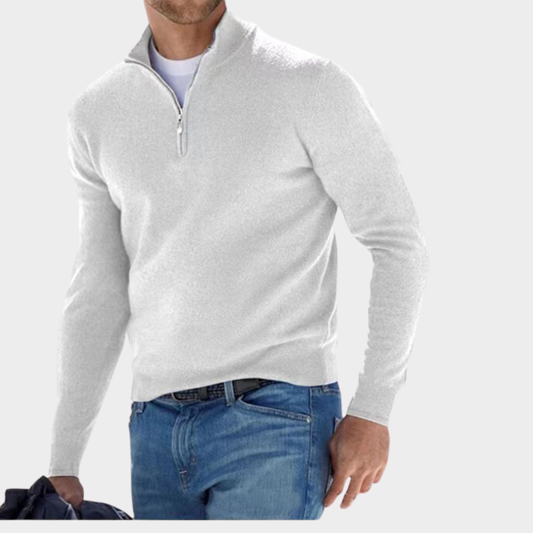 Quarter Zip Jumper - Long Sleeve - Half Zip - Polo Jumper - Men's Quarter Zip Sweaters