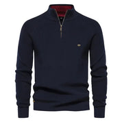 Half Zip Jumper - Cotton - Warm - Knitted Jumper - Men's Quarter Zip Sweater