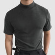 High Neck T-Shirt - Men's Plain Slim Fit Turtleneck T-Shirt