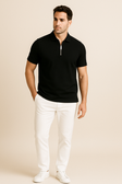 Quarter-Zip Polo - Short Sleeve - Collared - Polo T-Shirt - Men's Shirt