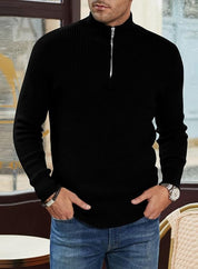 Quarter Zip Jumper | Knitted | Rib Knit | Polo Sweater | Men's Half Zip Jumper