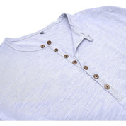 Long Sleeve T-Shirt - Men's Casual Plain Buttoned Up Henley Shirt