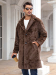 Faux Fur Coat - Men's Fluffy Mid Length Fake Fur Winter Coat