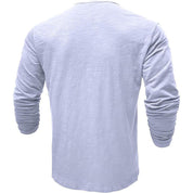 Long Sleeve T-Shirt - Men's Casual Plain Buttoned Up Henley Shirt
