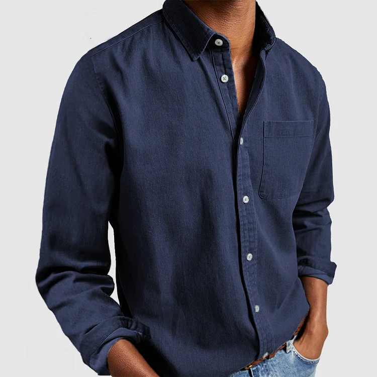 Button-Up Shirt | Long Sleeve | Collared | Denim Shirt | Men's Shirt