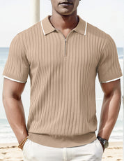 Knit T-Shirt - Collared - Quarter Zip - Polo Shirt - Men's Shirt