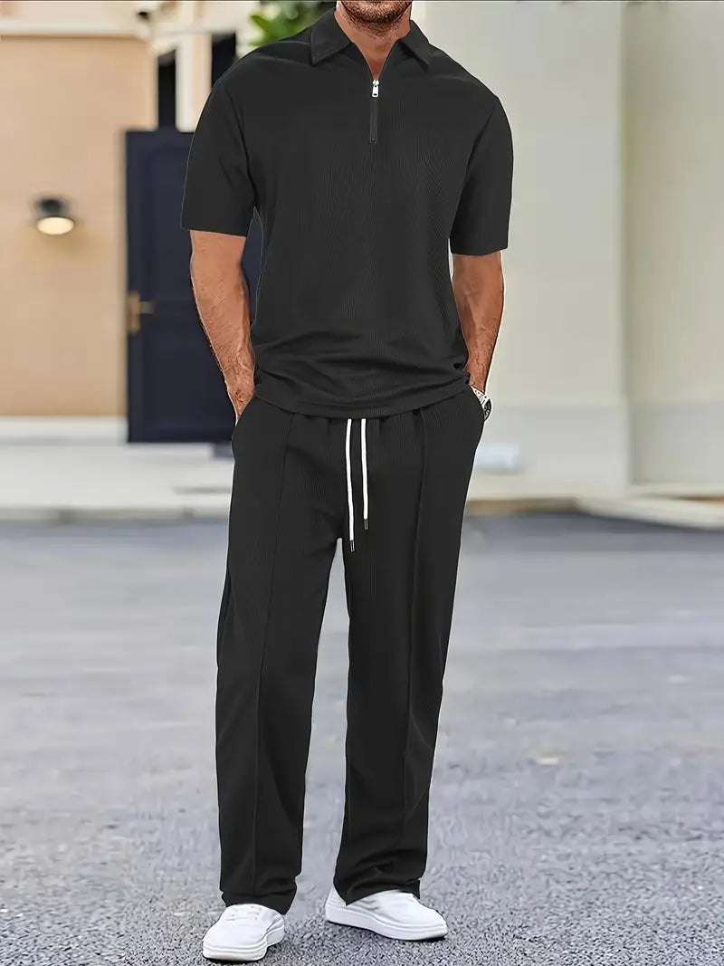 Shirt and Pants Set - Short Sleeve - Polo Shirt - Two-Piece Set - Men's Clothing