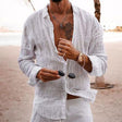 Long Sleeve Shirt - Button-Up - Lightweight - Linen Shirt - Men's Shirts