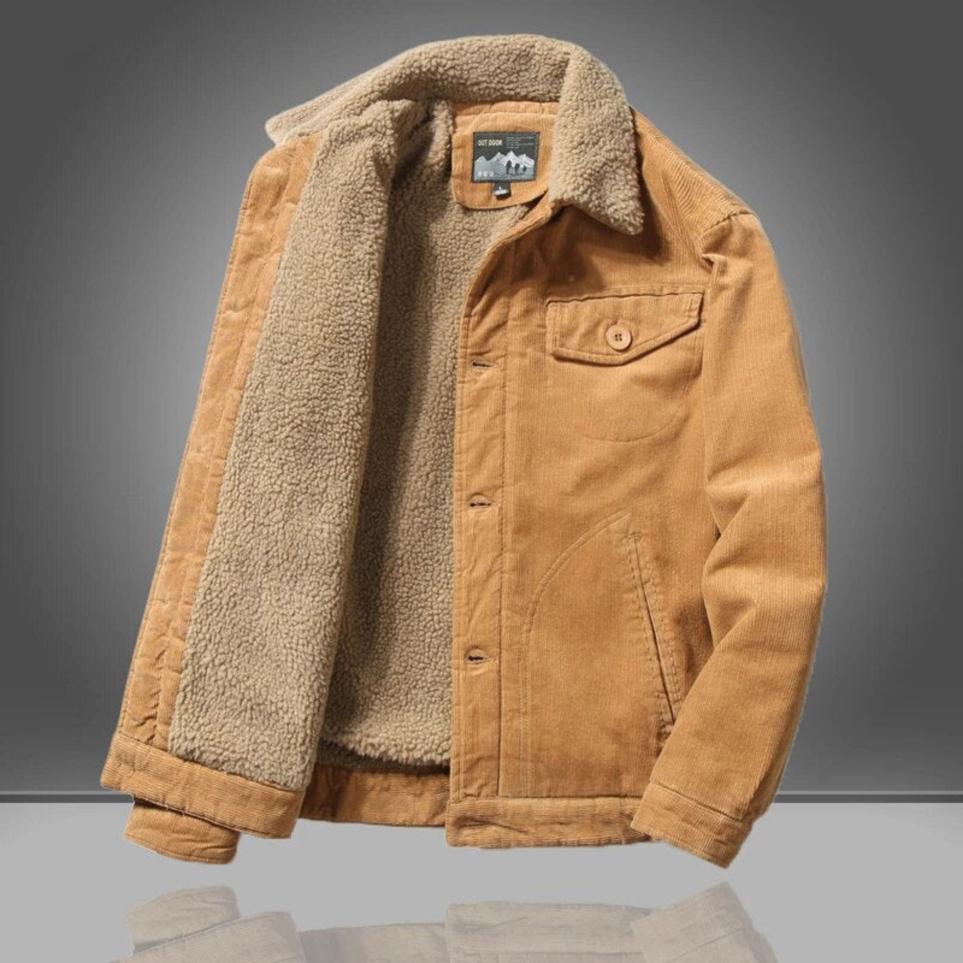 Corduroy Jacket - Casual - Fleece Lined - Winter Jacket - Men's Jacket