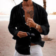 Long Sleeve Shirt - Button-Up - Lightweight - Linen Shirt - Men's Shirts