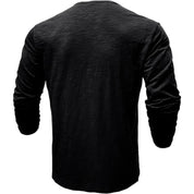 Long Sleeve T-Shirt - Men's Casual Plain Buttoned Up Henley Shirt