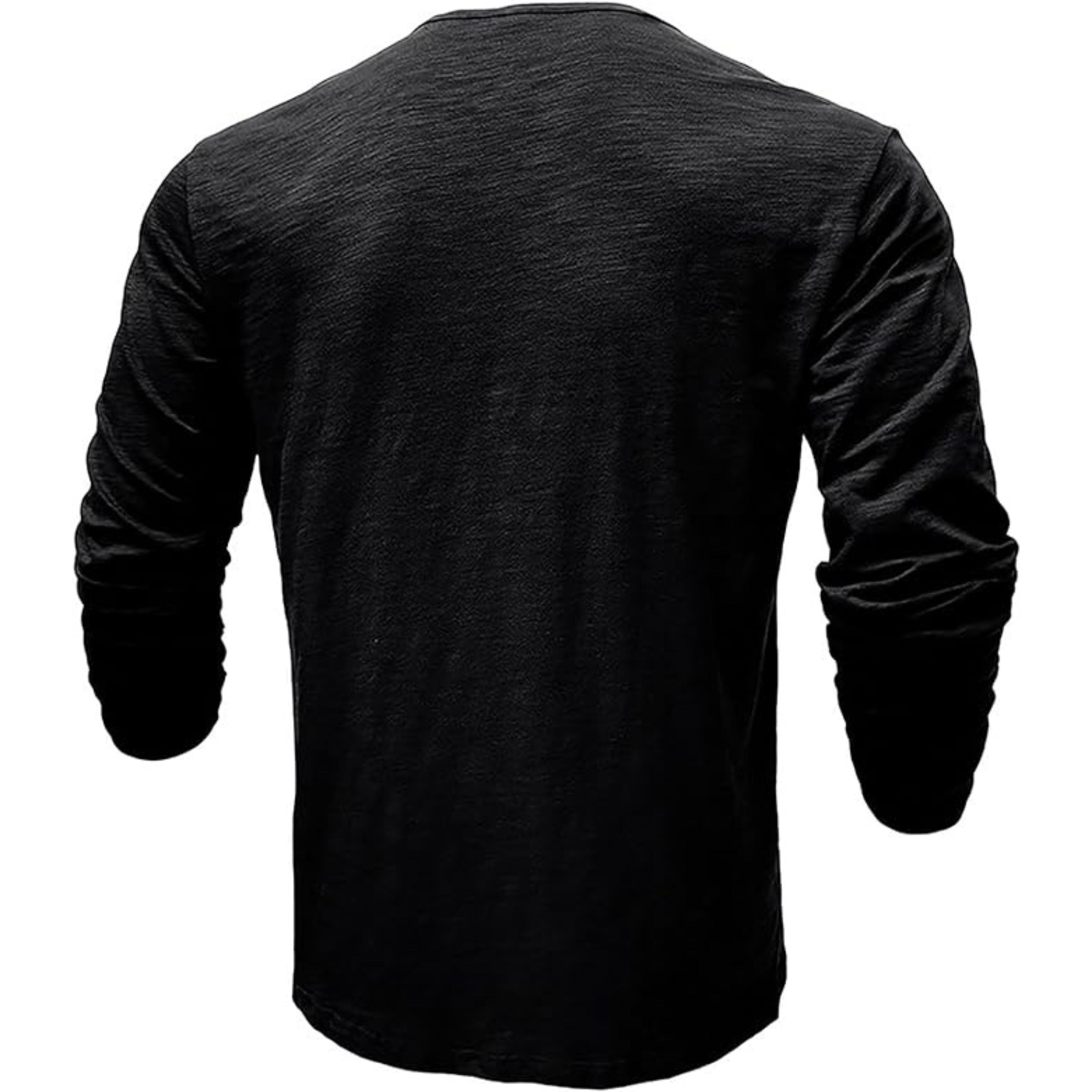 Long Sleeve T-Shirt - Men's Casual Plain Buttoned Up Henley Shirt