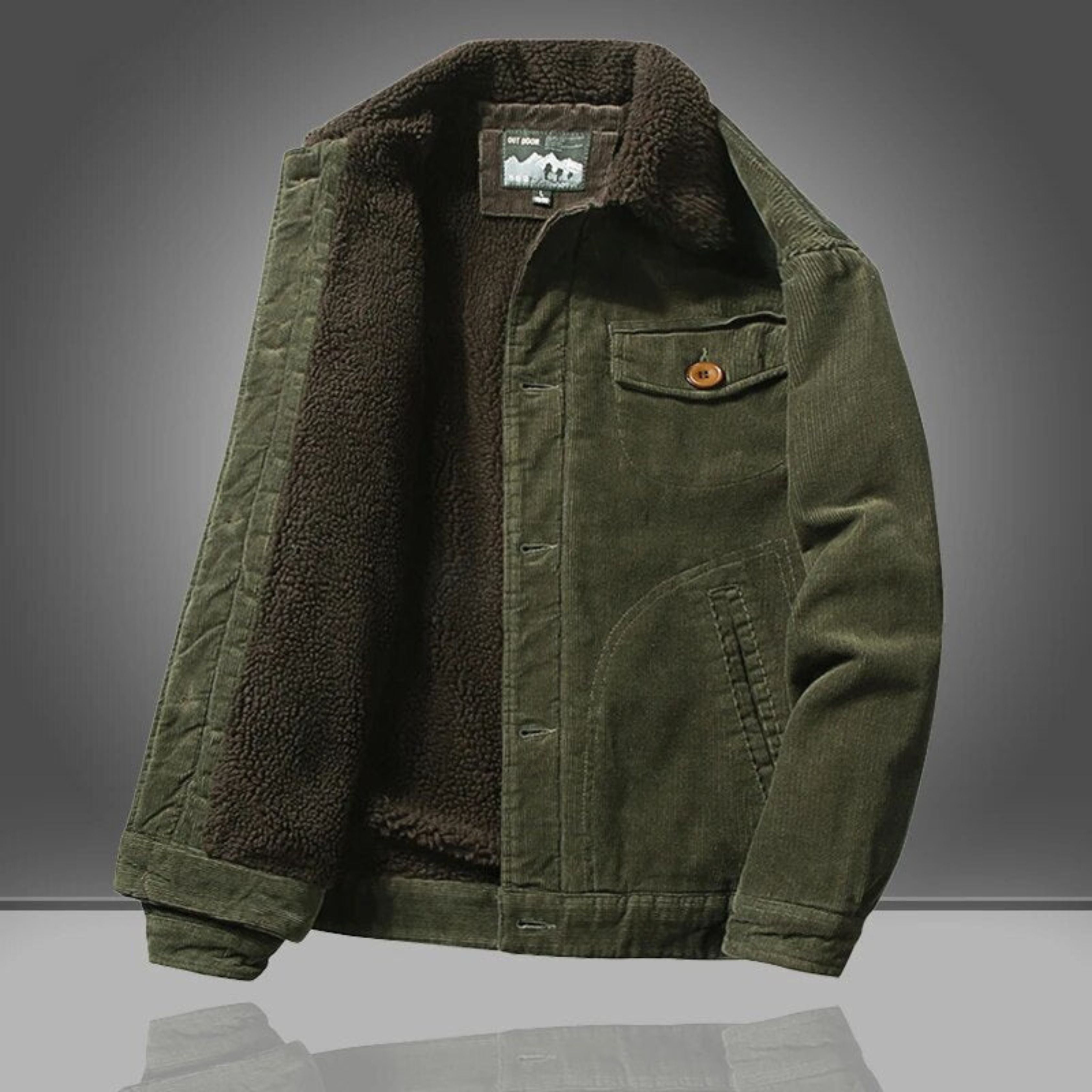Corduroy Jacket - Casual - Fleece Lined - Winter Jacket - Men's Jacket