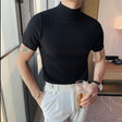 Knit T-Shirt | High Neck | Short Sleeve |  Turtleneck T-Shirt | Men's Clothing