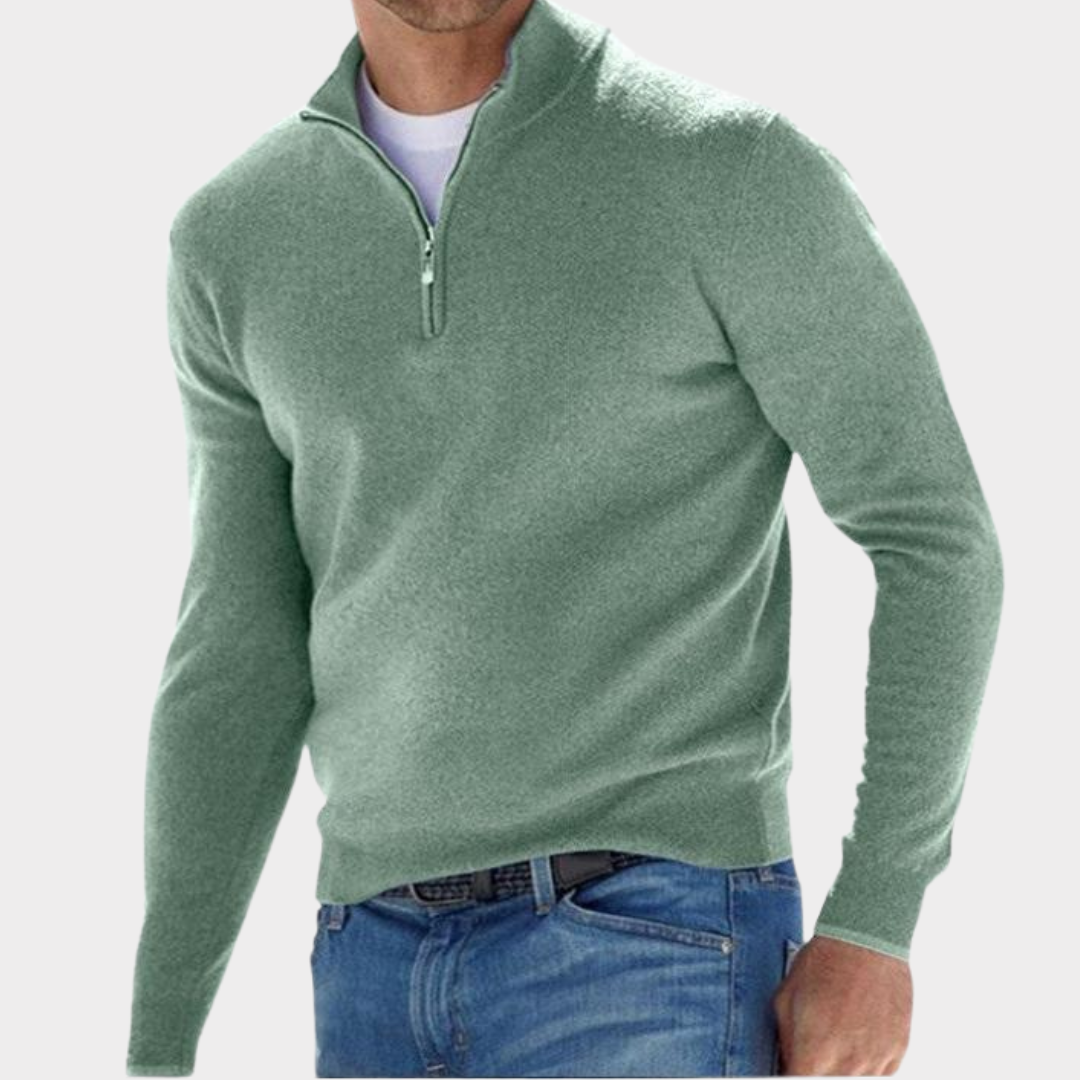 Quarter Zip Jumper - Long Sleeve - Half Zip - Polo Jumper - Men's Quarter Zip Sweaters