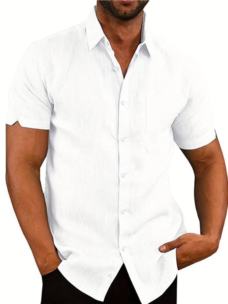 Short Sleeve Shirt - Men's Lightweight Collared Button-Up Shirt