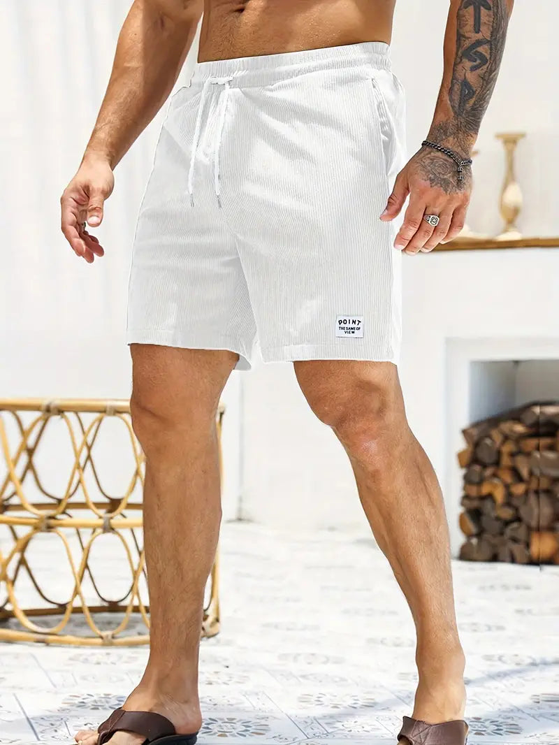 Cord Shorts - Men's Elastic Waist Corduroy Summer Shorts