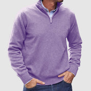 Quarter-Zip Jumper - Men's Casual Half-Zip Pullover Sweater