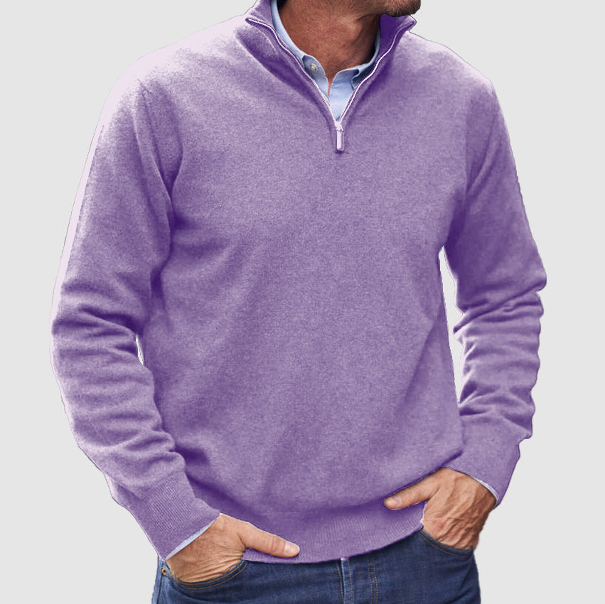Quarter-Zip Jumper - Men's Casual Half-Zip Pullover Sweater