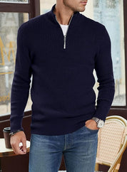 Quarter Zip Jumper | Knitted | Rib Knit | Polo Sweater | Men's Half Zip Jumper