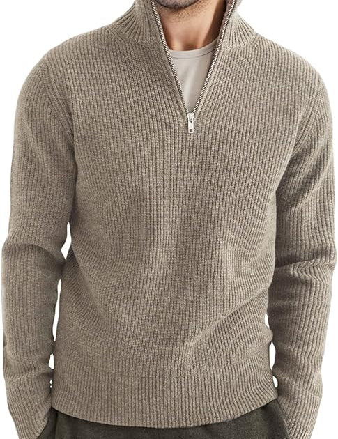 Quarter Zip Jumper | Knitted | Rib Knit | Polo Sweater | Men's Half Zip Jumper