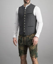 Gray Vest - Men's Classic Sleeveless Single Breasted Suit Vest