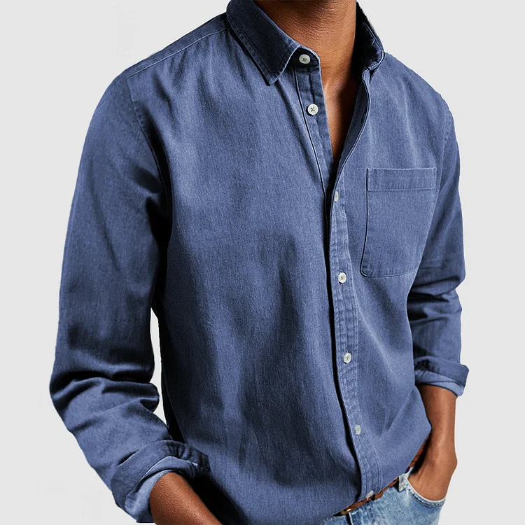 Button-Up Shirt | Long Sleeve | Collared | Denim Shirt | Men's Shirt