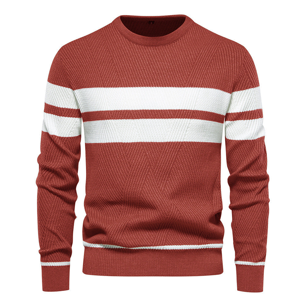 Men's Jumper - Round Neck - Striped - Knitted Sweater - Men's Clothing
