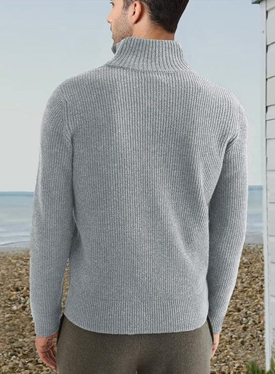 Quarter Zip Jumper | Knitted | Rib Knit | Polo Sweater | Men's Half Zip Jumper