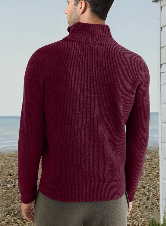 Quarter Zip Jumper | Knitted | Rib Knit | Polo Sweater | Men's Half Zip Jumper