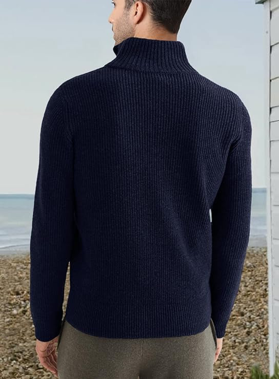 Quarter Zip Jumper | Knitted | Rib Knit | Polo Sweater | Men's Half Zip Jumper