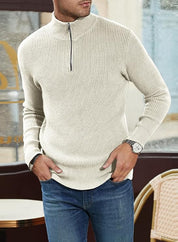 Quarter Zip Jumper | Knitted | Rib Knit | Polo Sweater | Men's Half Zip Jumper
