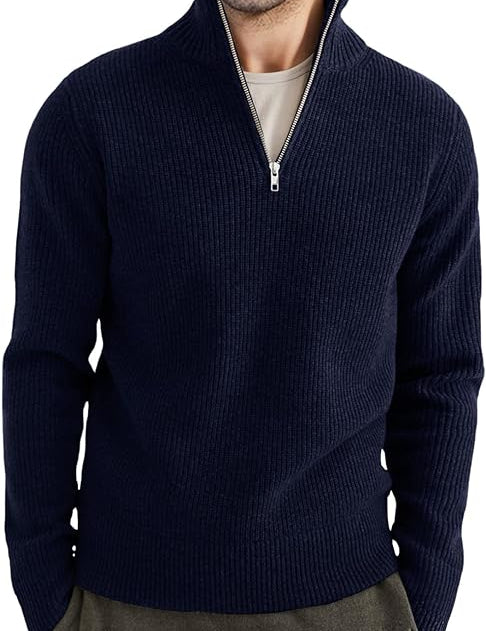 Quarter Zip Jumper | Knitted | Rib Knit | Polo Sweater | Men's Half Zip Jumper