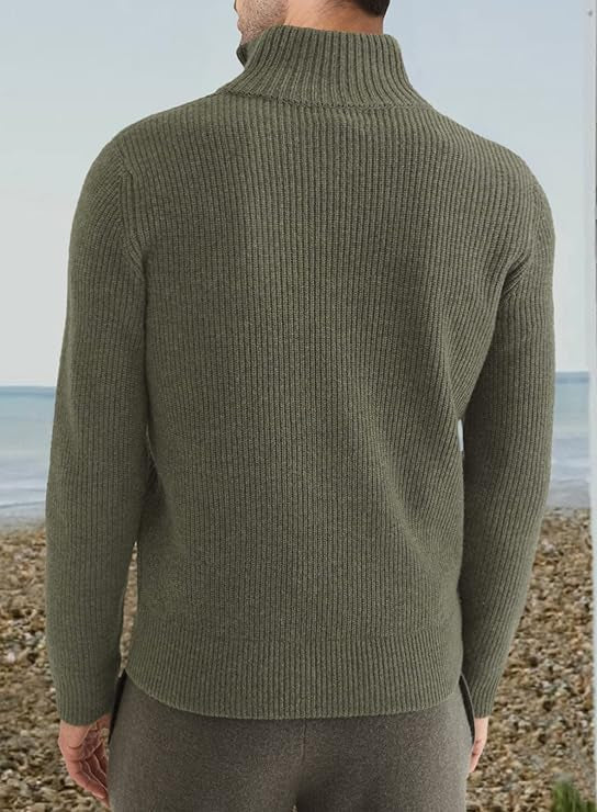 Quarter Zip Jumper | Knitted | Rib Knit | Polo Sweater | Men's Half Zip Jumper