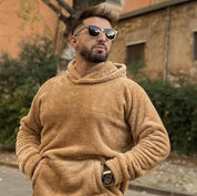 Fleece Hoodie - Men's Warm Comfy Teddy Pullover Hoodie