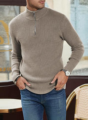 Quarter Zip Jumper | Knitted | Rib Knit | Polo Sweater | Men's Half Zip Jumper